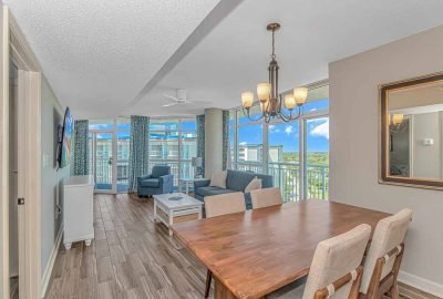 Relax in the large living space of our penthouse airbnb vacation rental at Dunes Village, Myrtle Beach.