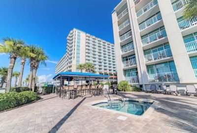 The vacation rental penthouse at Dunes Village in Myrtle Beach featuring an outdoor pool