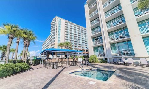 The vacation rental penthouse at Dunes Village in Myrtle Beach featuring an outdoor pool