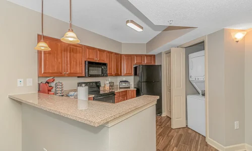 Enjoy the convenience of a fully equipped kitchen and in-unit washer/dryer at our penthouse vacation rental in Dunes Village, Myrtle Beach. Your perfect getaway awaits!